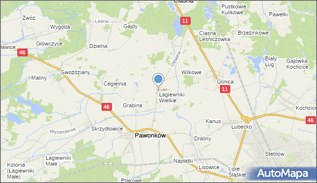 mapa Łagiewniki Wielkie, Łagiewniki Wielkie na mapie Targeo